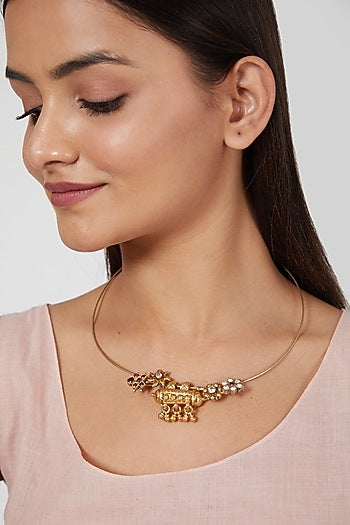Gold Finish Choker Necklace