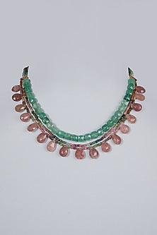 Pink & Green Gemstone Choker Necklace