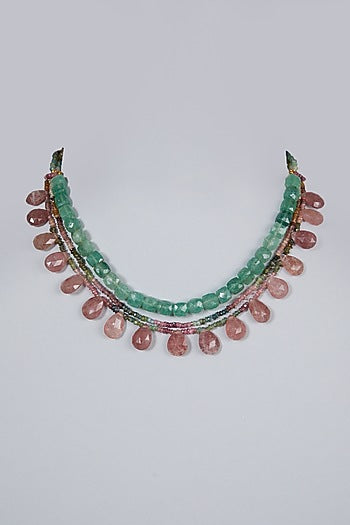 Pink & Green Gemstone Choker Necklace