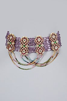 Gold Finish Amethyst Choker Necklace