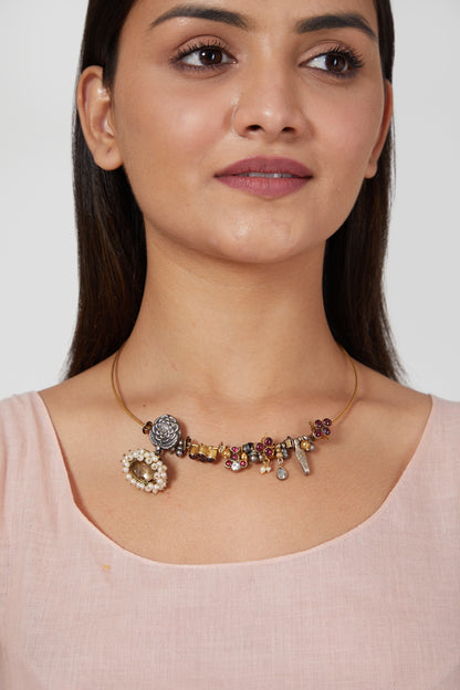 Gold Finish Temple Necklace