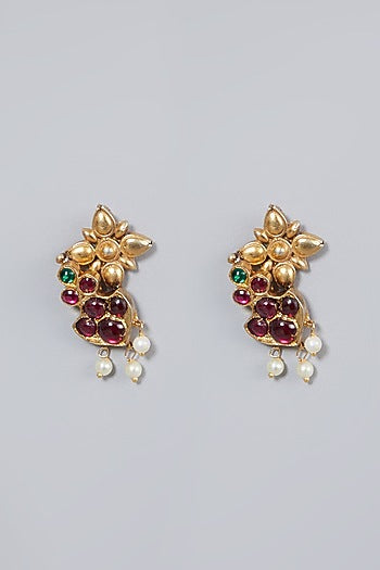 Gold Finish Kemp Stone Earrings