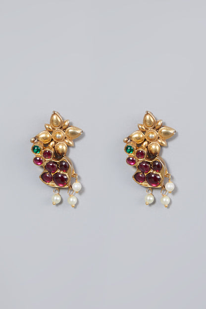 Gold Finish Kemp Stone Earrings