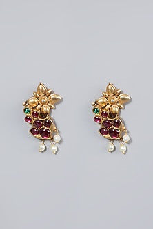 Gold Finish Kemp Stone Earrings