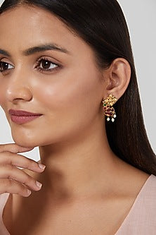 Gold Finish Kemp Stone Earrings