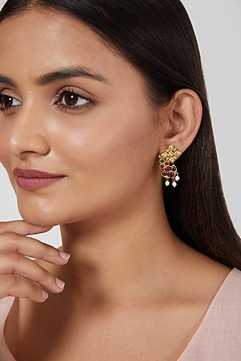 Gold Finish Kemp Stone Earrings