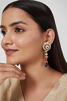 Gold Finish Kemp Stone Earrings