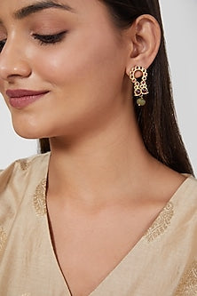 Gold Finish Temple Earrings