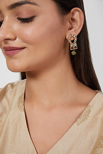 Gold Finish Temple Earrings