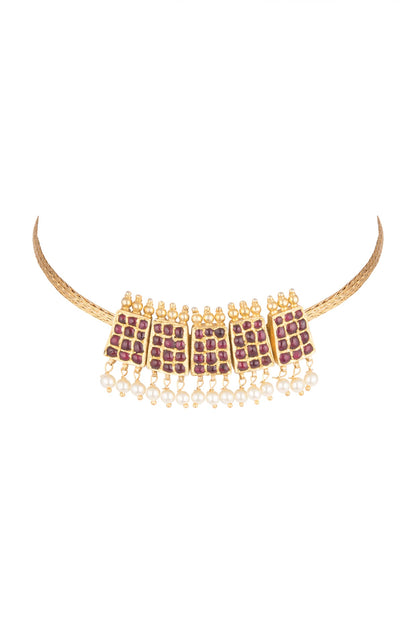 Gold Plated Poothali Necklace In Sterling Silver