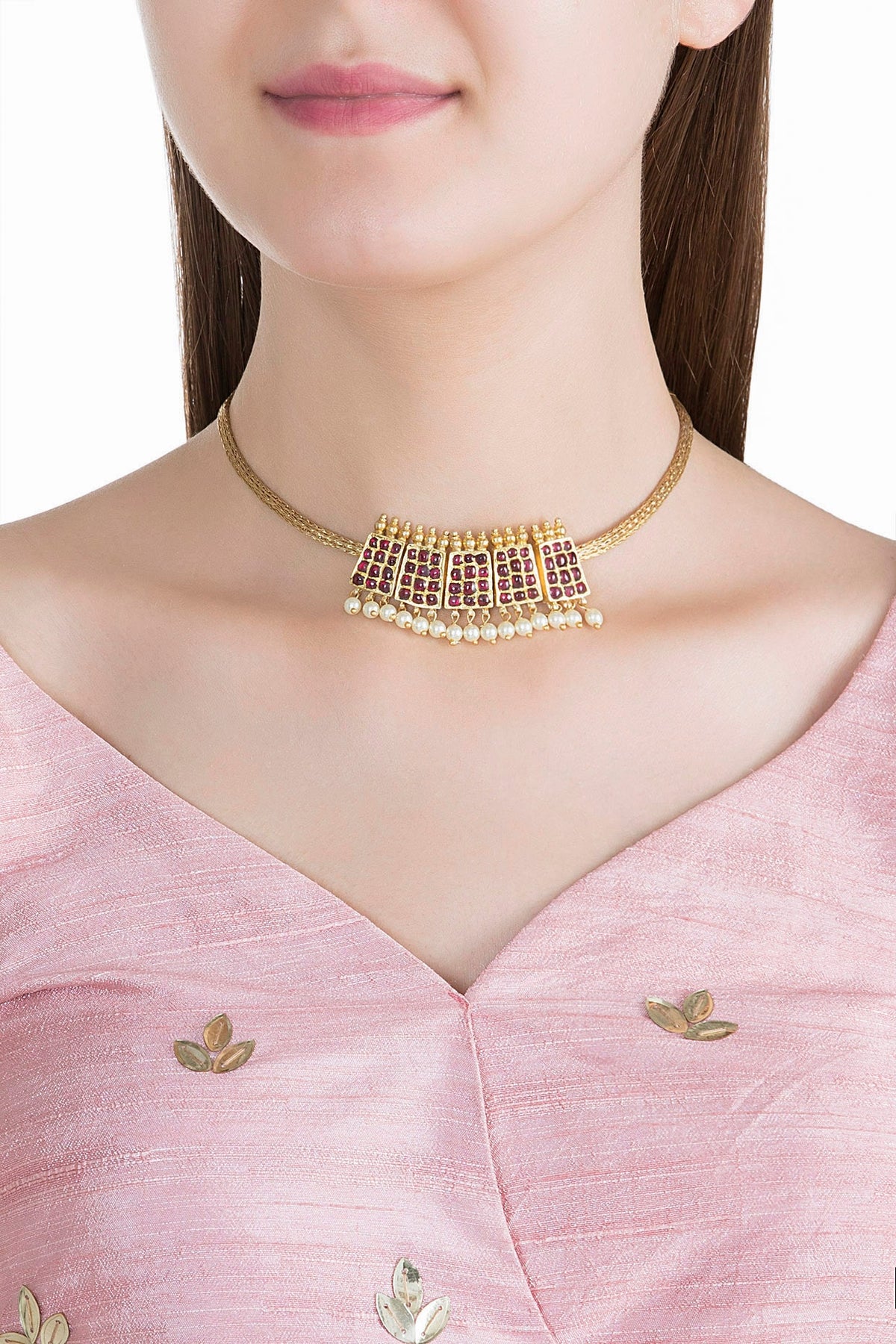 Gold Plated Poothali Necklace In Sterling Silver