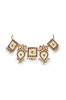 Gold Plated Kemp Stone Choker Necklace In Sterling Silver