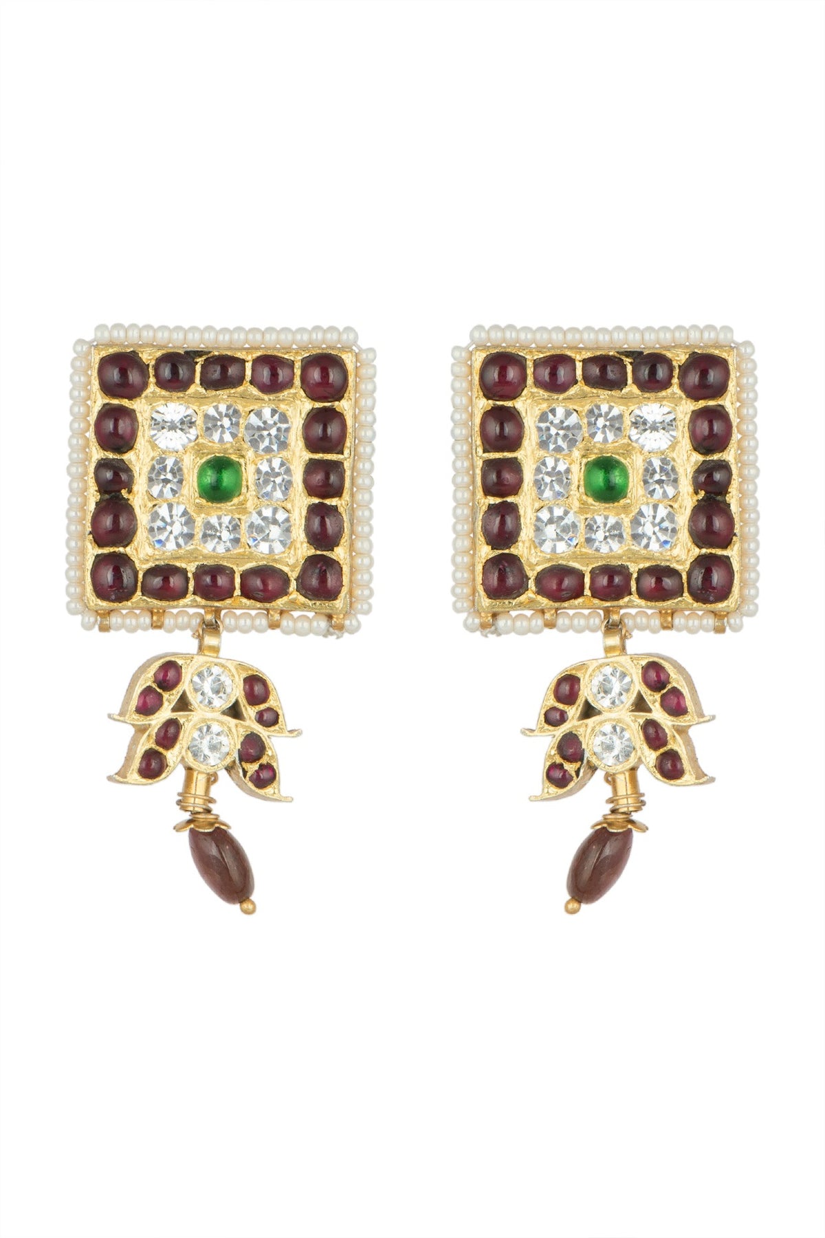 Gold Plated Precious & Semi-Precious Stones Handcrafted Earrings