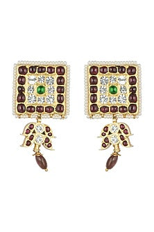 Gold Plated Precious & Semi-Precious Stones Handcrafted Earrings