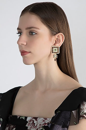 Gold Plated Precious & Semi-Precious Stones Handcrafted Earrings