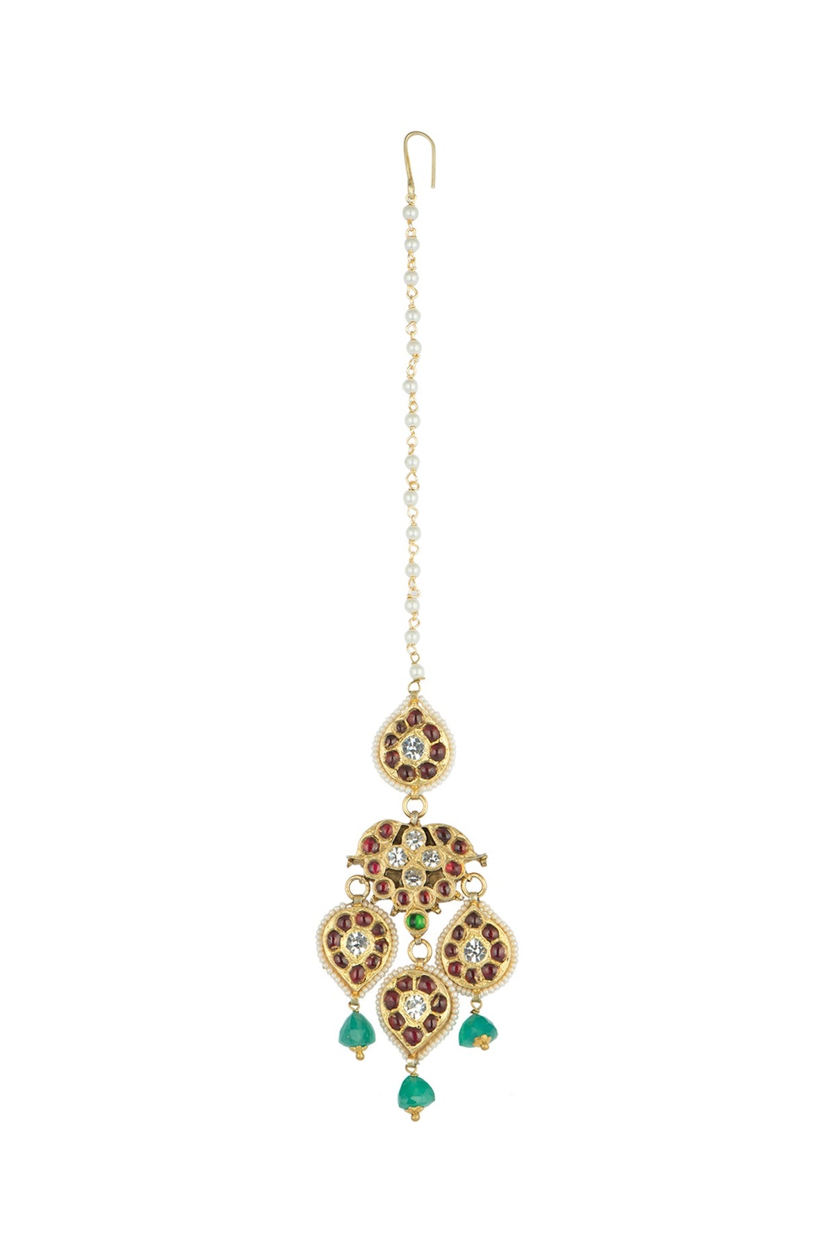 Gold Plated Semi-Precious & Precious Stones Maang Tikka