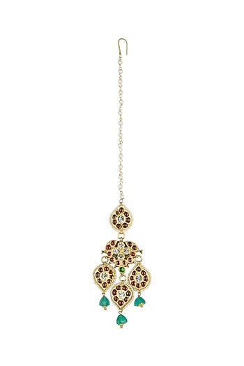 Gold Plated Semi-Precious & Precious Stones Maang Tikka