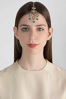 Gold Plated Semi-Precious & Precious Stones Maang Tikka
