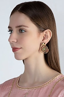 Gold Plated Semi-Precious, Precious Pearls & Stones Earrings