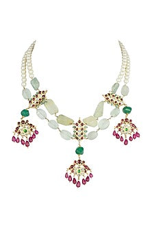 Gold Plated Kempstone Necklace In Sterling Silver