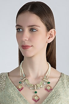 Gold Plated Kempstone Necklace In Sterling Silver
