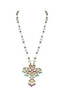 Gold Plated Kempstone & Pearl Necklace In Sterling Silver
