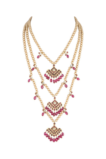 Gold Plated Pearl Necklace In Sterling Silver