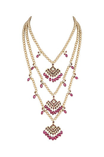 Gold Plated Pearl Necklace In Sterling Silver