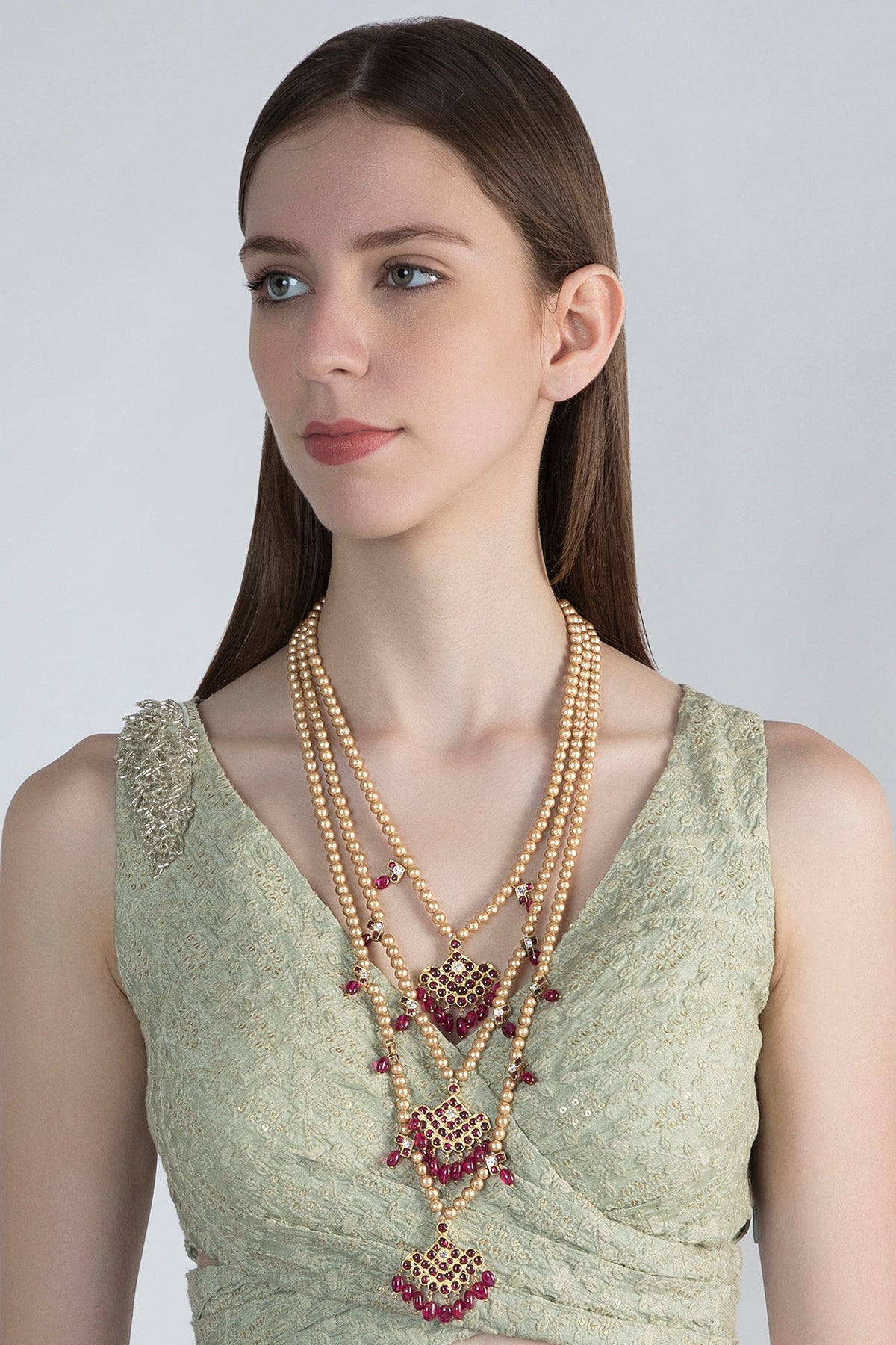 Gold Plated Pearl Necklace In Sterling Silver