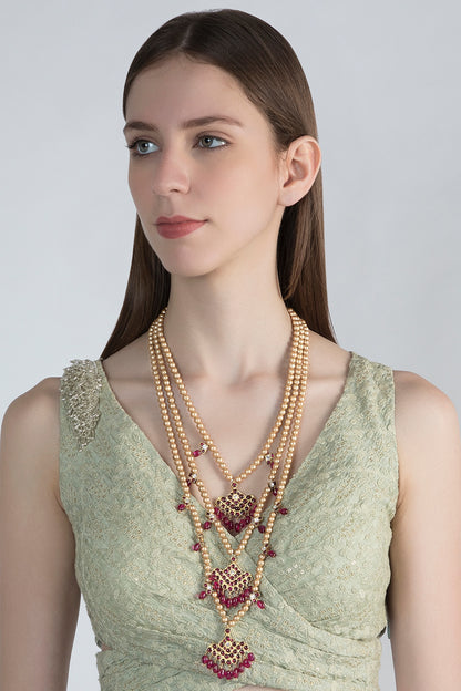 Gold Plated Pearl Necklace In Sterling Silver