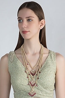 Gold Plated Pearl Necklace In Sterling Silver