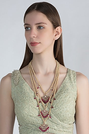Gold Plated Pearl Necklace In Sterling Silver