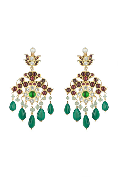 Gold Plated Pearl & Kempstone Earrings In Sterling Silver