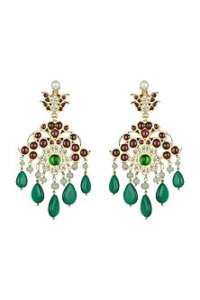 Gold Plated Pearl & Kempstone Earrings In Sterling Silver