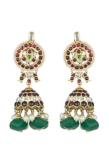 Gold Plated Handcrafted Kempstone Earrings In Sterling Silver