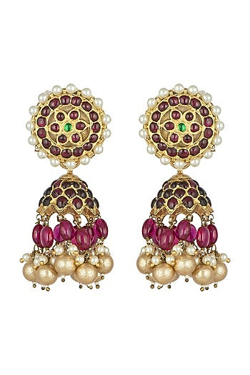 Gold Plated Handcrafted Pearl Earrings In Sterling Silver
