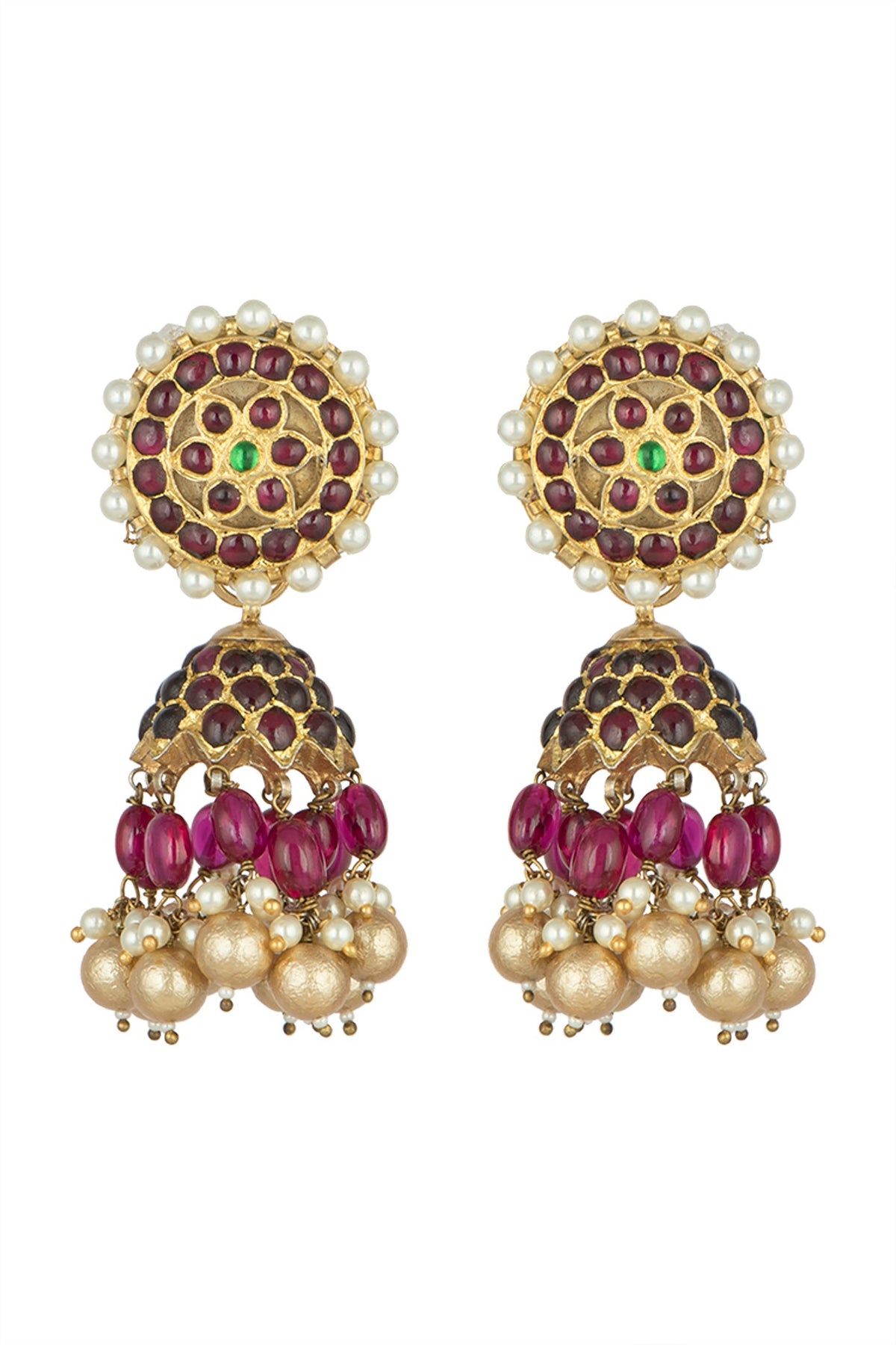 Gold Plated Handcrafted Pearl Earrings In Sterling Silver