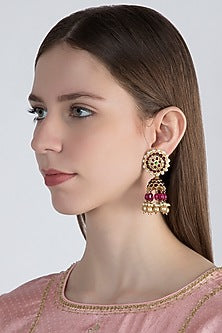 Gold Plated Handcrafted Pearl Earrings In Sterling Silver