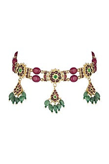 Gold Plated Handcrafted Necklace With Kempstones In Sterling Silver