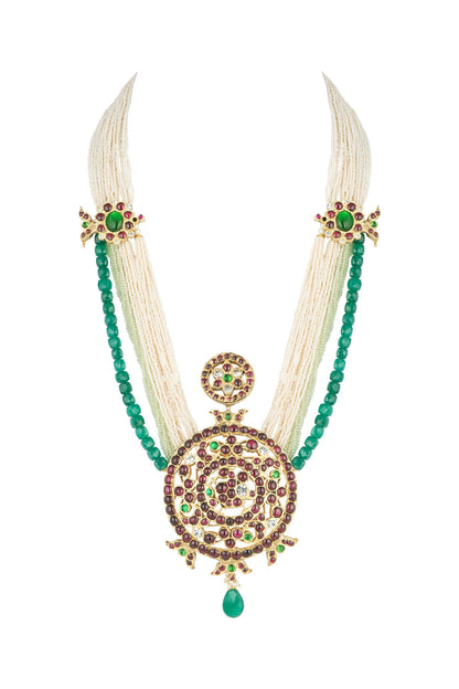Gold Plated Handcrafted Necklace With Kempstones In Sterling Silver