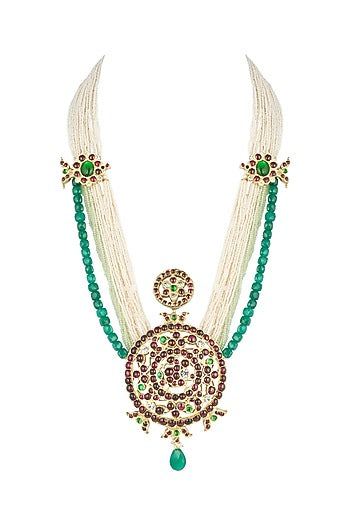 Gold Plated Handcrafted Necklace With Kempstones In Sterling Silver