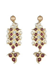 Gold Plated Red Kempstone Earrings In Sterling Silver