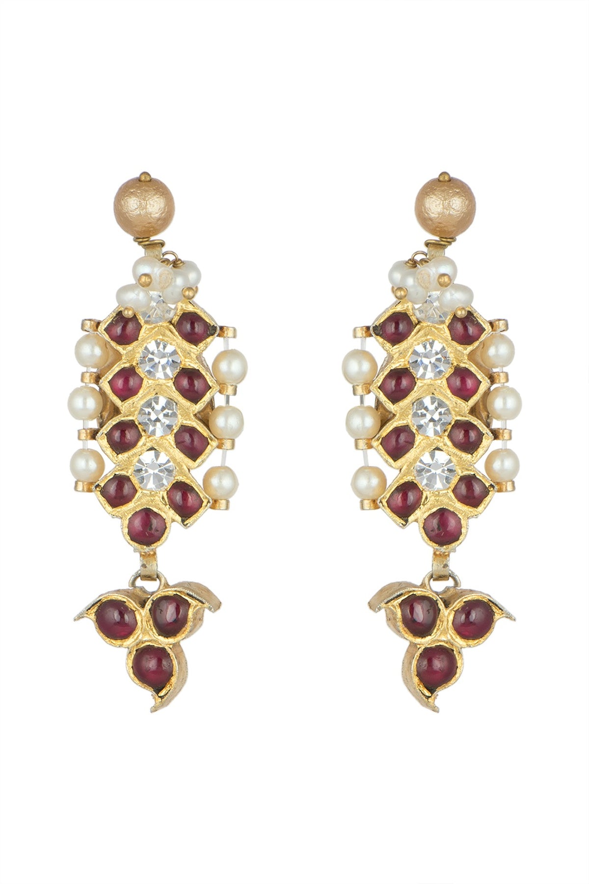 Gold Plated Red Kempstone Earrings In Sterling Silver