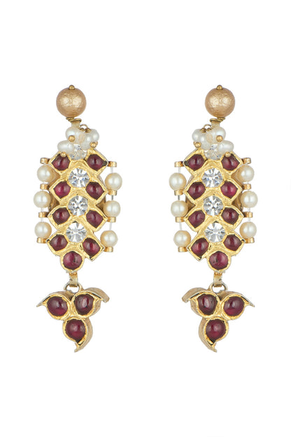 Gold Plated Red Kempstone Earrings In Sterling Silver