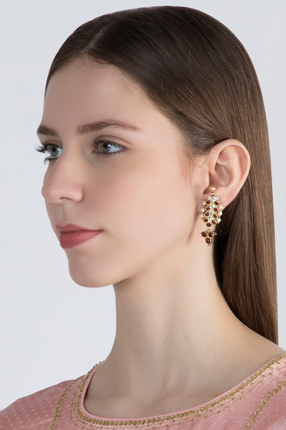 Gold Plated Red Kempstone Earrings In Sterling Silver