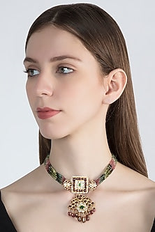 Gold Plated Pearl Choker Necklace In Sterling Silver