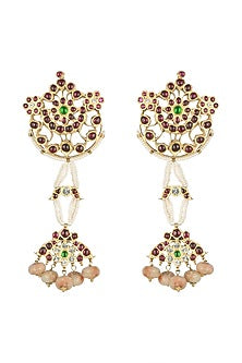 Gold Plated Dangler Earrings In Sterling Silver