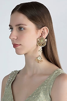 Gold Plated Dangler Earrings In Sterling Silver