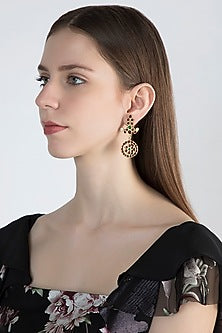 Gold Plated Red & Green Kempstone Earrings In Sterling Silver