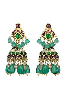 Gold Plated Handcrafted Red Earrings In Sterling Silver